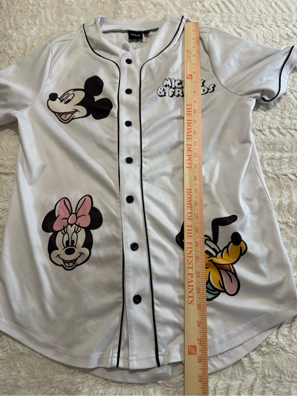 Disney Mickey & Friends White Mesh Baseball Jersey size small button up - Picture 3 of 6